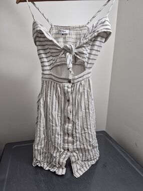 White and Black Striped Mini Dress